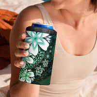 Polynesia Romantic Valentine 4 in 1 Can Cooler Tumbler Sea Turtle Couple With Aqua Gradient Plumeria