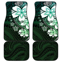 Polynesia Romantic Valentine Car Mats Sea Turtle Couple With Aqua Gradient Plumeria