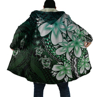 Polynesia Romantic Valentine Cloak Sea Turtle Couple With Aqua Gradient Plumeria