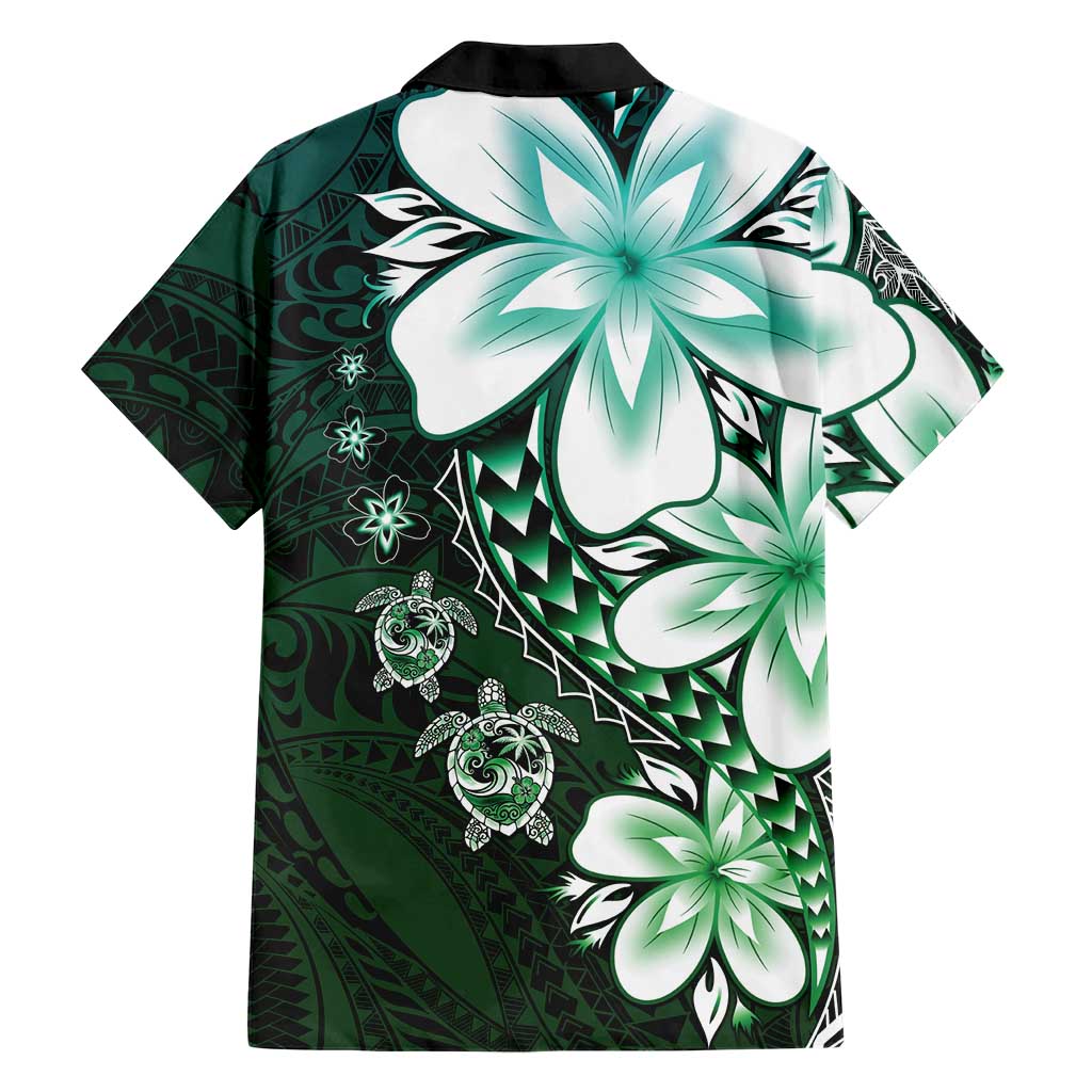 Polynesia Romantic Valentine Family Matching Long Sleeve Bodycon Dress and Hawaiian Shirt Sea Turtle Couple With Aqua Gradient Plumeria LT05 - Polynesian Pride