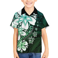 Polynesia Romantic Valentine Family Matching Off Shoulder Maxi Dress and Hawaiian Shirt Sea Turtle Couple With Aqua Gradient Plumeria LT05 Son's Shirt Aqua - Polynesian Pride