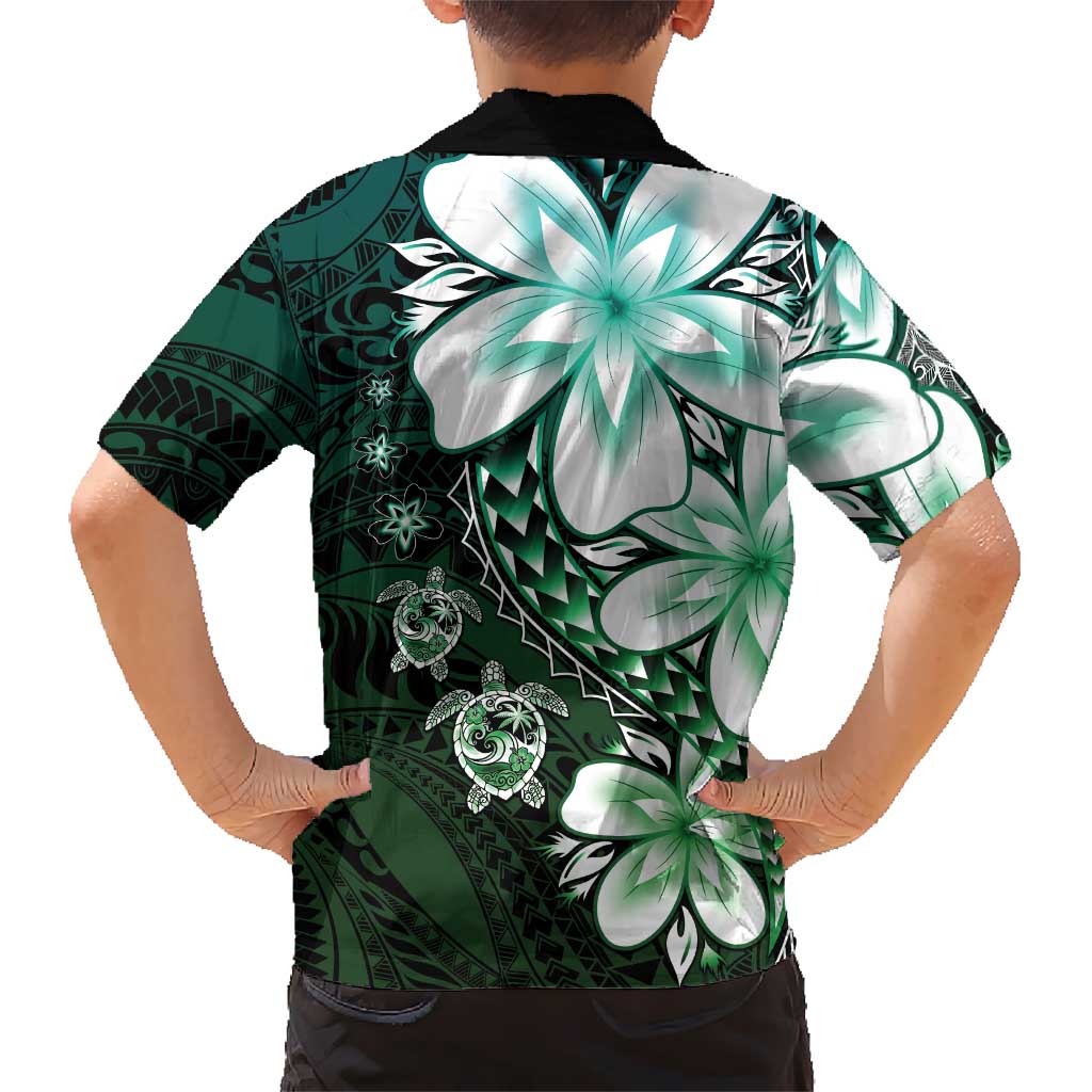 Polynesia Romantic Valentine Family Matching Summer Maxi Dress and Hawaiian Shirt Sea Turtle Couple With Aqua Gradient Plumeria LT05 - Polynesian Pride