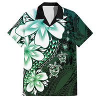 Polynesia Romantic Valentine Family Matching Summer Maxi Dress and Hawaiian Shirt Sea Turtle Couple With Aqua Gradient Plumeria LT05 Dad's Shirt - Short Sleeve Aqua - Polynesian Pride