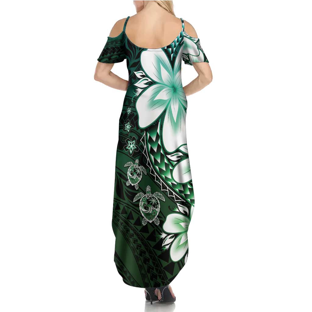 Polynesia Romantic Valentine Family Matching Summer Maxi Dress and Hawaiian Shirt Sea Turtle Couple With Aqua Gradient Plumeria LT05 - Polynesian Pride