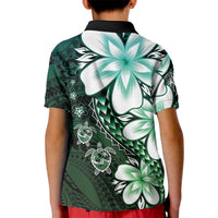Polynesia Romantic Valentine Kid Polo Shirt Sea Turtle Couple With Aqua Gradient Plumeria