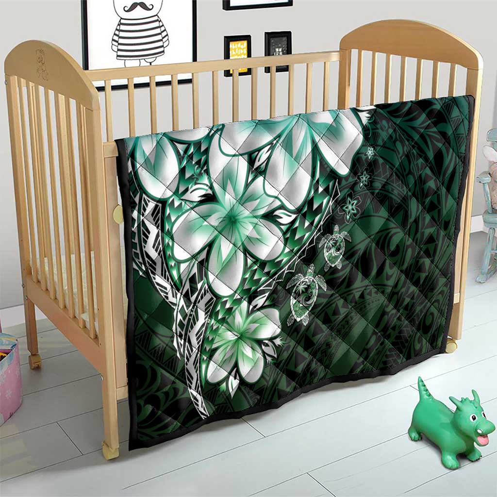 Polynesia Romantic Valentine Quilt Sea Turtle Couple With Aqua Gradient Plumeria