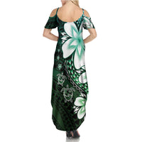 Polynesia Romantic Valentine Summer Maxi Dress Sea Turtle Couple With Aqua Gradient Plumeria