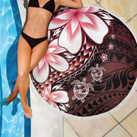 Polynesia Romantic Valentine Beach Blanket Sea Turtle Couple With Red Gradient Plumeria