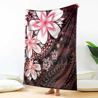 Polynesia Romantic Valentine Blanket Sea Turtle Couple With Red Gradient Plumeria
