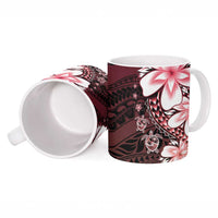 Polynesia Romantic Valentine Ceramic Mug Sea Turtle Couple With Red Gradient Plumeria