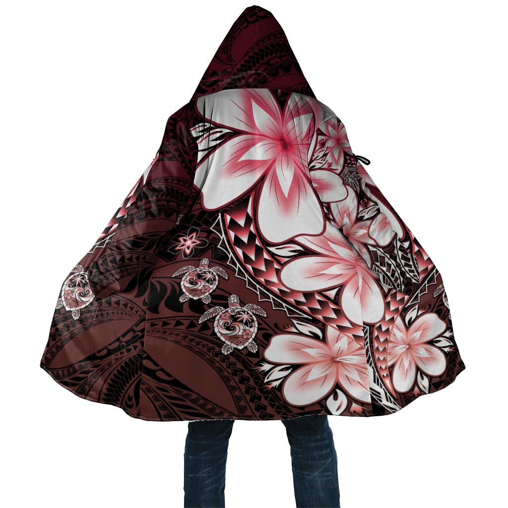 Polynesia Romantic Valentine Cloak Sea Turtle Couple With Red Gradient Plumeria