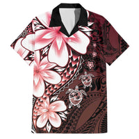 Polynesia Romantic Valentine Family Matching Long Sleeve Bodycon Dress and Hawaiian Shirt Sea Turtle Couple With Red Gradient Plumeria LT05 Dad's Shirt - Short Sleeve Red - Polynesian Pride
