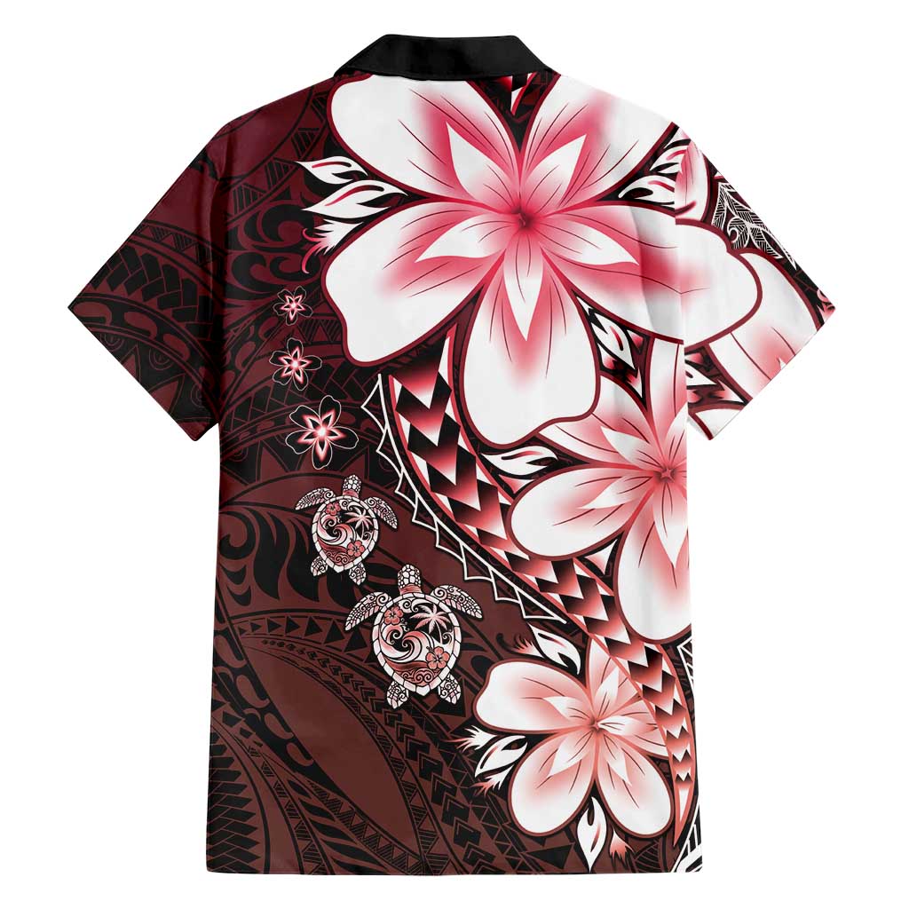 Polynesia Romantic Valentine Family Matching Mermaid Dress and Hawaiian Shirt Sea Turtle Couple With Red Gradient Plumeria LT05 - Polynesian Pride