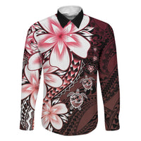 Polynesia Romantic Valentine Family Matching Off Shoulder Maxi Dress and Hawaiian Shirt Sea Turtle Couple With Red Gradient Plumeria