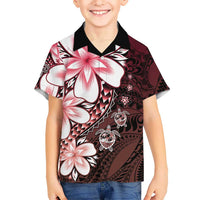 Polynesia Romantic Valentine Family Matching Short Sleeve Bodycon Dress and Hawaiian Shirt Sea Turtle Couple With Red Gradient Plumeria LT05 Son's Shirt Red - Polynesian Pride