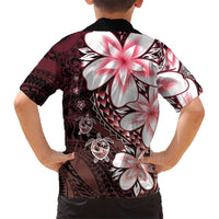 Polynesia Romantic Valentine Family Matching Summer Maxi Dress and Hawaiian Shirt Sea Turtle Couple With Red Gradient Plumeria
