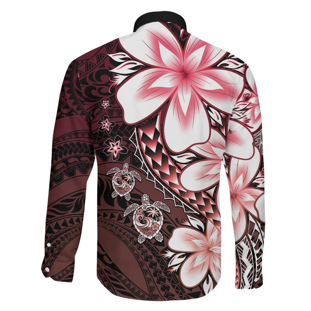 Polynesia Romantic Valentine Family Matching Tank Maxi Dress and Hawaiian Shirt Sea Turtle Couple With Red Gradient Plumeria LT05 - Polynesian Pride