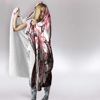 Polynesia Romantic Valentine Hooded Blanket Sea Turtle Couple With Red Gradient Plumeria