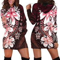 Polynesia Romantic Valentine Hoodie Dress Sea Turtle Couple With Red Gradient Plumeria