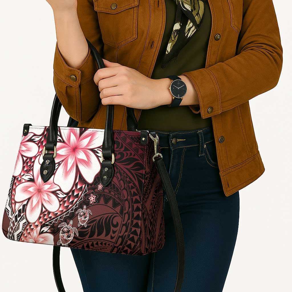 Polynesia Romantic Valentine Leather Bag Sea Turtle Couple With Red Gradient Plumeria