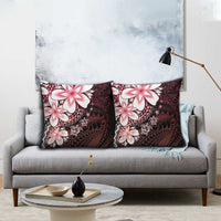 Polynesia Romantic Valentine Pillow Cover Sea Turtle Couple With Red Gradient Plumeria