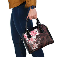 Polynesia Romantic Valentine Shoulder Handbag Sea Turtle Couple With Red Gradient Plumeria