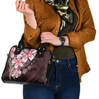 Polynesia Romantic Valentine Shoulder Handbag Sea Turtle Couple With Red Gradient Plumeria