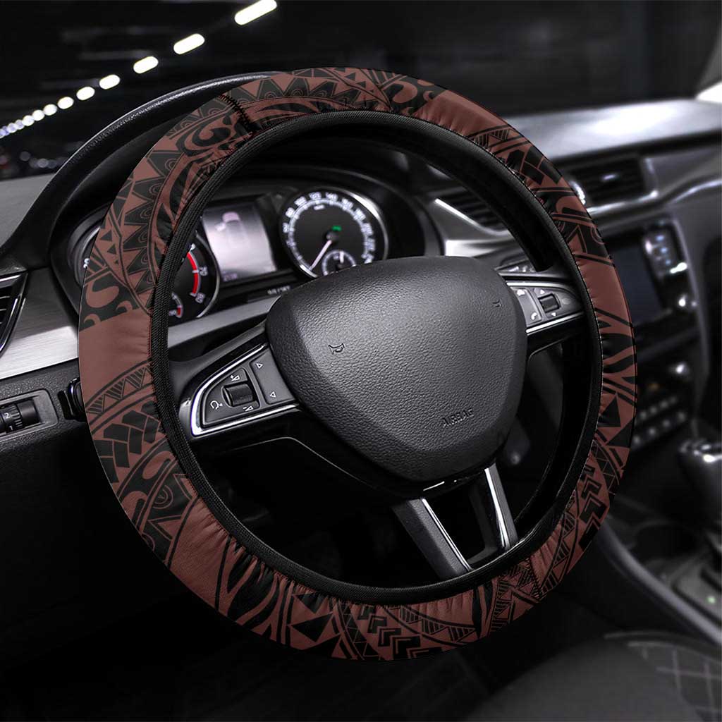 Polynesia Romantic Valentine Steering Wheel Cover Sea Turtle Couple With Red Gradient Plumeria