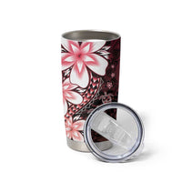 Polynesia Romantic Valentine Tumbler Cup Sea Turtle Couple With Red Gradient Plumeria