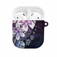 Polynesia Romantic Valentine AirPods Case Sea Turtle Couple With Purple Gradient Plumeria