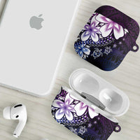 Polynesia Romantic Valentine AirPods Case Sea Turtle Couple With Purple Gradient Plumeria