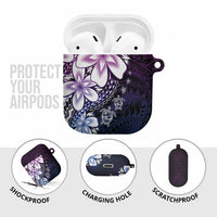 Polynesia Romantic Valentine AirPods Case Sea Turtle Couple With Purple Gradient Plumeria