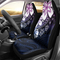 Polynesia Romantic Valentine Car Seat Cover Sea Turtle Couple With Purple Gradient Plumeria