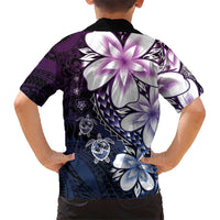 Polynesia Romantic Valentine Family Matching Off The Shoulder Long Sleeve Dress and Hawaiian Shirt Sea Turtle Couple With Purple Gradient Plumeria LT05 - Polynesian Pride