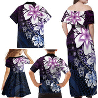 Polynesia Romantic Valentine Family Matching Off Shoulder Maxi Dress and Hawaiian Shirt Sea Turtle Couple With Purple Gradient Plumeria LT05 - Polynesian Pride
