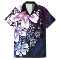 Polynesia Romantic Valentine Family Matching Off Shoulder Maxi Dress and Hawaiian Shirt Sea Turtle Couple With Purple Gradient Plumeria LT05 Dad's Shirt - Short Sleeve Purple - Polynesian Pride