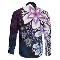 Polynesia Romantic Valentine Family Matching Summer Maxi Dress and Hawaiian Shirt Sea Turtle Couple With Purple Gradient Plumeria LT05 - Polynesian Pride