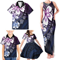 Polynesia Romantic Valentine Family Matching Tank Maxi Dress and Hawaiian Shirt Sea Turtle Couple With Purple Gradient Plumeria LT05 - Polynesian Pride