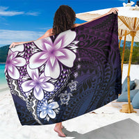 Polynesia Romantic Valentine Sarong Sea Turtle Couple With Purple Gradient Plumeria