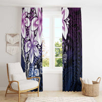 Polynesia Romantic Valentine Window Curtain Sea Turtle Couple With Purple Gradient Plumeria
