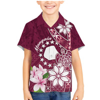 Personalised Cook Island Mangaia Gospel Day Family Matching Mermaid Dress and Hawaiian Shirt Floral Tribal Pattern LT05 Son's Shirt Maroon - Polynesian Pride