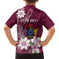 Personalised Cook Island Mangaia Gospel Day Family Matching Off The Shoulder Long Sleeve Dress and Hawaiian Shirt Floral Tribal Pattern LT05 - Polynesian Pride