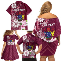 Personalised Cook Island Mangaia Gospel Day Family Matching Off Shoulder Short Dress and Hawaiian Shirt Floral Tribal Pattern LT05 - Polynesian Pride