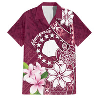 Personalised Cook Island Mangaia Gospel Day Family Matching Off Shoulder Short Dress and Hawaiian Shirt Floral Tribal Pattern LT05 Dad's Shirt - Short Sleeve Maroon - Polynesian Pride