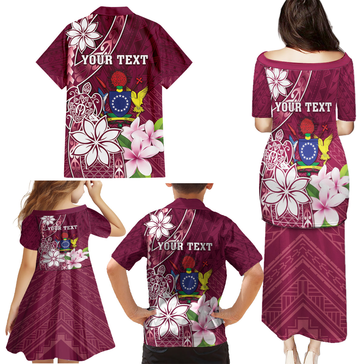 Personalised Cook Island Mangaia Gospel Day Family Matching Puletasi and Hawaiian Shirt Floral Tribal Pattern LT05 - Polynesian Pride
