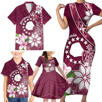 Personalised Cook Island Mangaia Gospel Day Family Matching Short Sleeve Bodycon Dress and Hawaiian Shirt Floral Tribal Pattern LT05 - Polynesian Pride