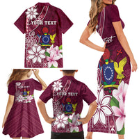Personalised Cook Island Mangaia Gospel Day Family Matching Short Sleeve Bodycon Dress and Hawaiian Shirt Floral Tribal Pattern LT05 - Polynesian Pride