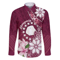 Personalised Cook Island Mangaia Gospel Day Family Matching Short Sleeve Bodycon Dress and Hawaiian Shirt Floral Tribal Pattern LT05 Dad's Shirt - Long Sleeve Maroon - Polynesian Pride