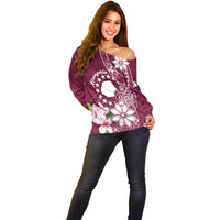 Personalised Cook Island Mangaia Gospel Day Off Shoulder Sweater Floral Tribal Pattern