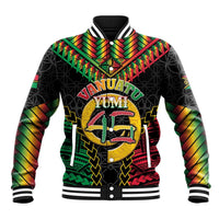 Vanuatu 45th Anniversary Independence Day Baseball Jacket Melanesian Warrior With Sand Drawing Pattern LT05